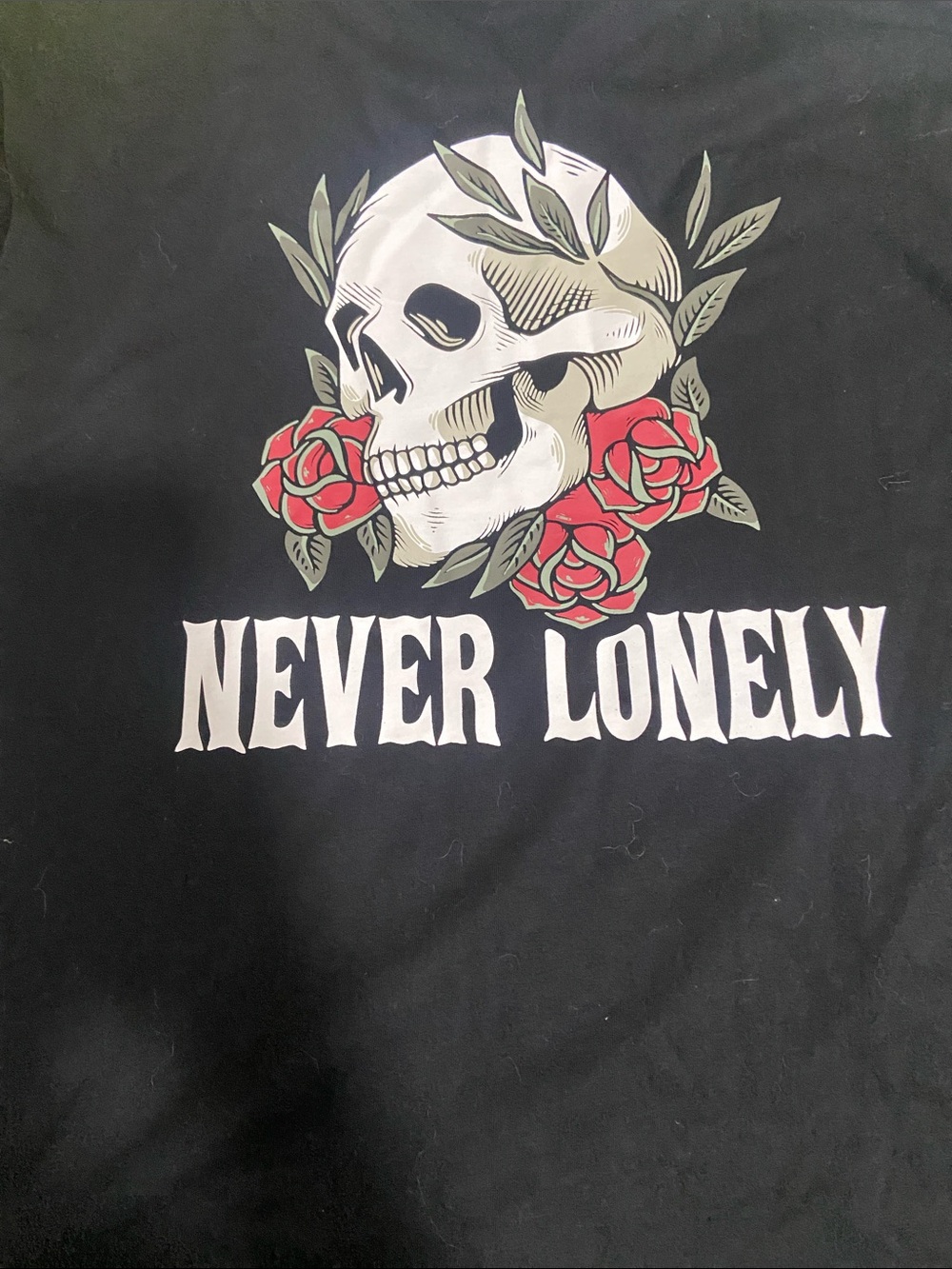 Airwalk Black Tee with White Skull and Red Roses